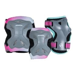 Powerslide Inlineskate Schützerset Kinder Pro Girls Schwarz/pink/türkis