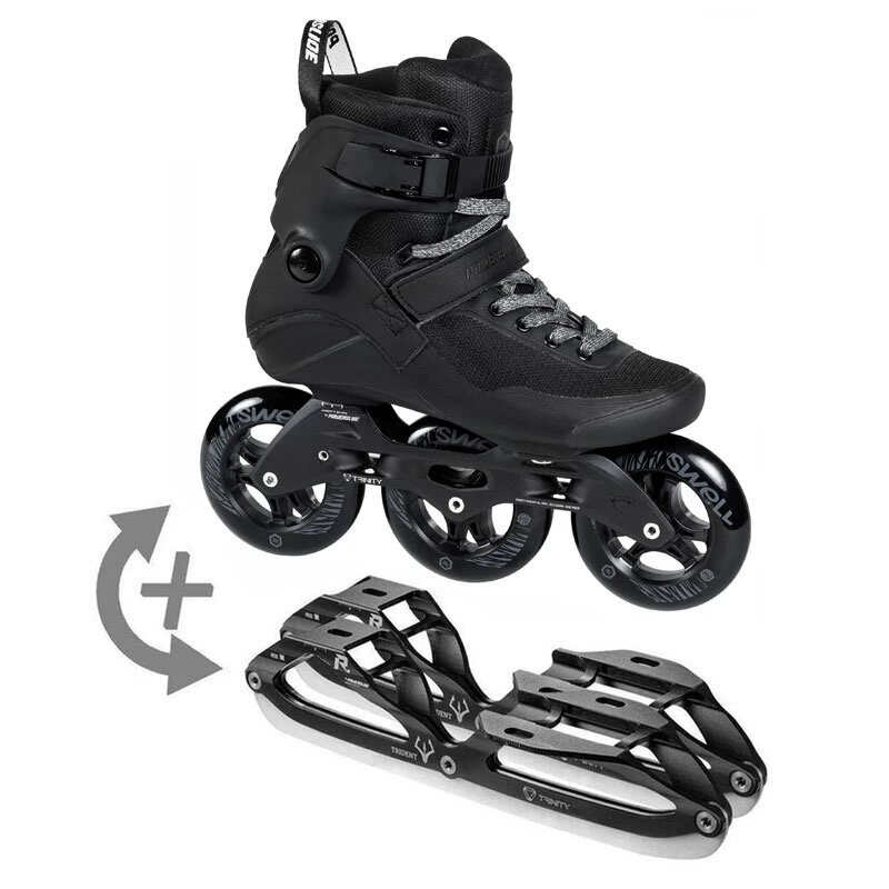 Powerslide Inlineskates Swell Triple Black 110 + Trident Eiskufe 1 Powerslide Inlineskates Swell Triple Black 110 + Trident Eiskufe
