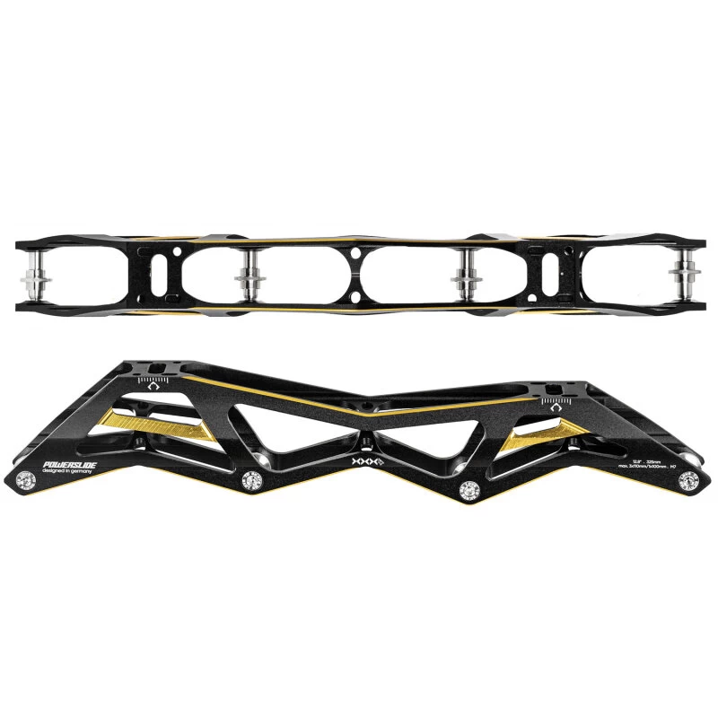 Powerslide Racing Schiene 3X4 - 3x110/1x100mm - 12.8 (Schwarz/Gold) 1 Powerslide Racing Schiene 3X4 - 3x110/1x100mm - 12.8 (Schwarz/Gold)