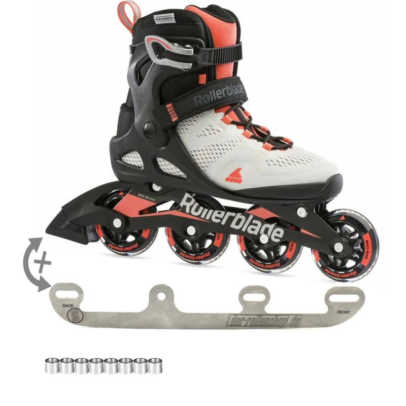 Rollerblade Inlineskates Macroblade 80 W (Grau/Koralle) + Der-rollenshop.de Eiskufe 1 Rollerblade Inlineskates Macroblade 80 W (Grau/Koralle) + Der-rollenshop.de Eiskufe