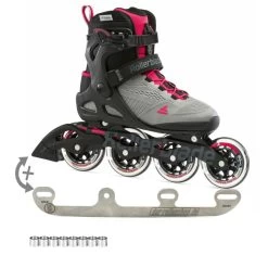 Rollerblade Inlineskates Macroblade 90 W Grau, Rosa + Der-rollenshop.de Eiskufe