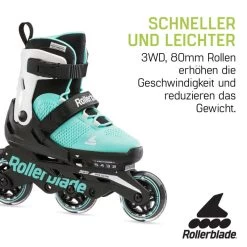 Rollerblade Kinderskate Microblade 3WD (Aqua/Weiß) -Riemenscheibe Verkäufe rollerblade kinderskate microblade 3wd aqua weiss3