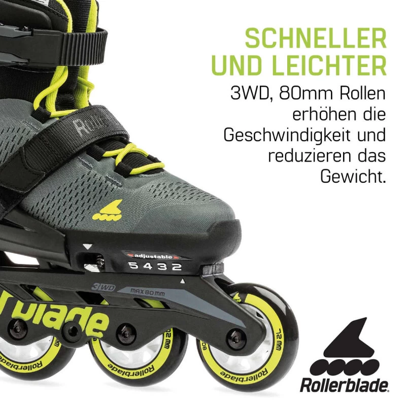 Rollerblade Kinderskates Microblade 3WD (Blau Royal/Lime) 4 Rollerblade Kinderskates Microblade 3WD (Blau Royal/Lime) – Bild 4